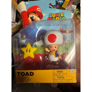 Super Mario Toad Action Figure Nintendo 4" 2021 New